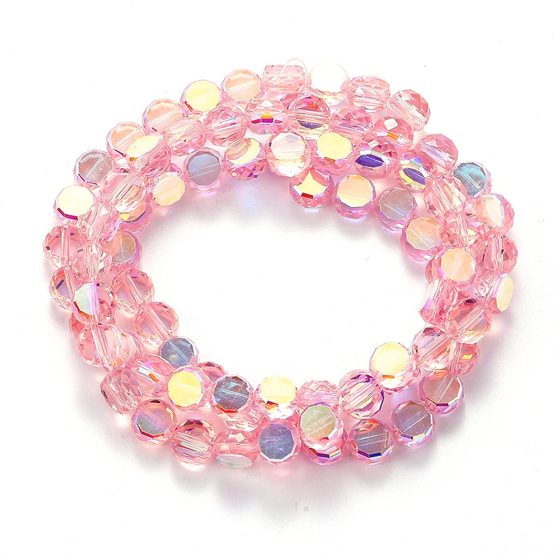 Flat Round Glass Beads Transparent Faceted Glass Spacers Colorful Coin Beads Crystal Loose Beads for Jewelry Making DIY Bracelet Qme Color 13 4mm-145pcs