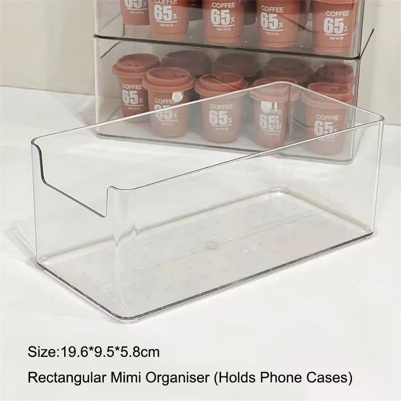 Medium Long Box Household Transparent Storage Desktop Plastic Qme