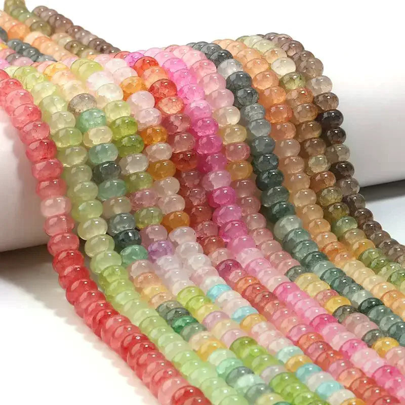 5x8mm Colorful Loose Glass Beads Abacus Flat Round Style for DIY Jewelry Making Home Craft Activities Qme