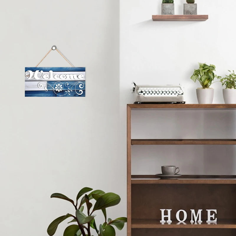 Rustic Welcome Wall Hanging Decor Wood Art Plaques Sign Door Sign for Home Living Room Front Door Decor Qme