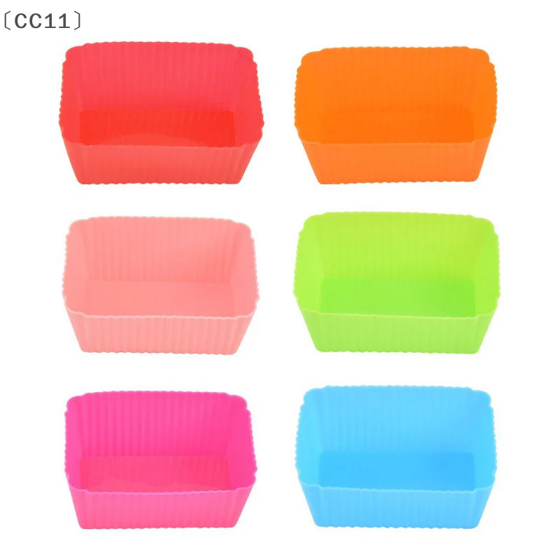 CC115 Silicone Cake Mold Rectang Muffin Cupcake Baking Molds Reusable Qme