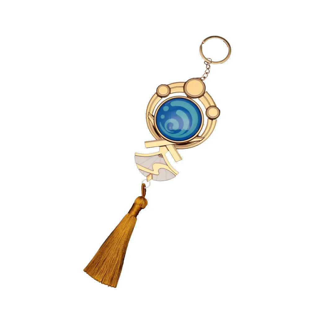 God Eye Keychain Cosplay Anime Role Kamisato Ayato Game Genshin Impact Vision Alloy Pendant Fashion Accessory Jewelry Prop Gift Qme Keychain CN