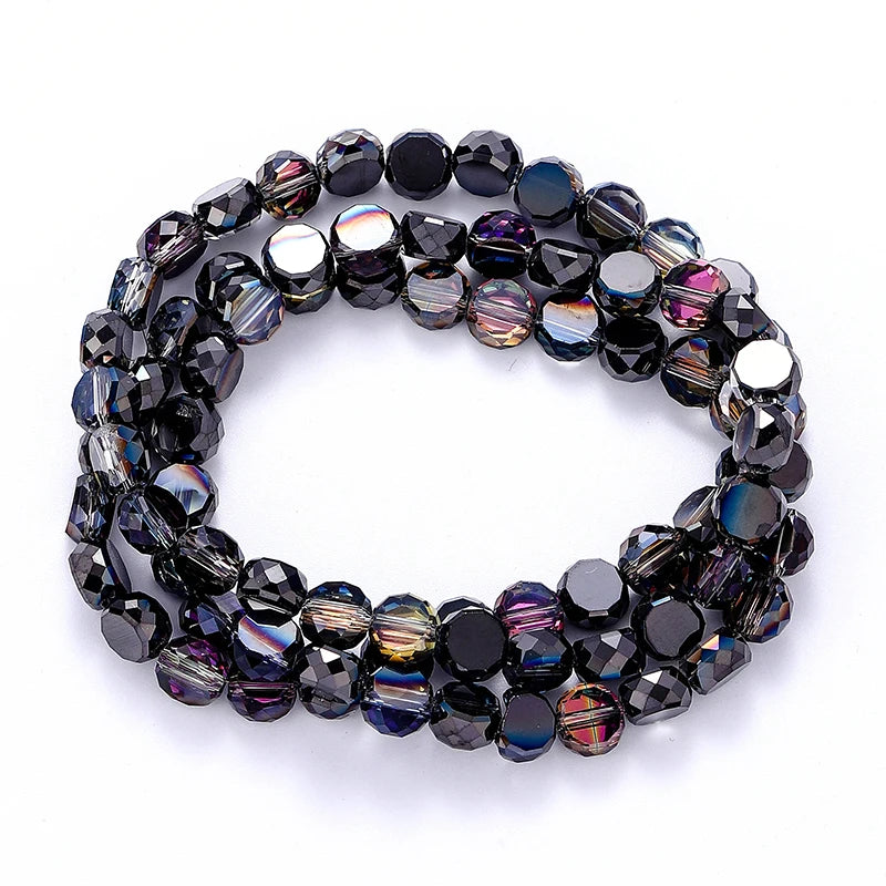 Flat Round Glass Beads Transparent Faceted Glass Spacers Colorful Coin Beads Crystal Loose Beads for Jewelry Making DIY Bracelet Qme Color 8 8mm-80pcs