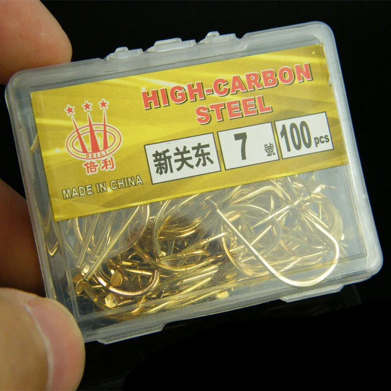 100 Shinkanto Barbless Multi-type Multi-size Goldfish Hooks Long Qme 7