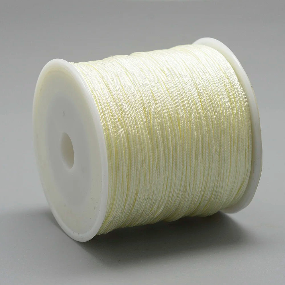 PandaHall 100m/Roll Nylon Thread Braided Chinese Knotting Cord for Jewelry Making, 0.8mm Hole String for DIY Bracelet Beading Qme Beige