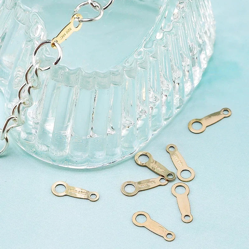 10PCS 14K Gold Filled Extender Chain Connectors 7.8*2.7mm End Chain for DIY Jewelry Making Accessories Necklace Charm Components Qme