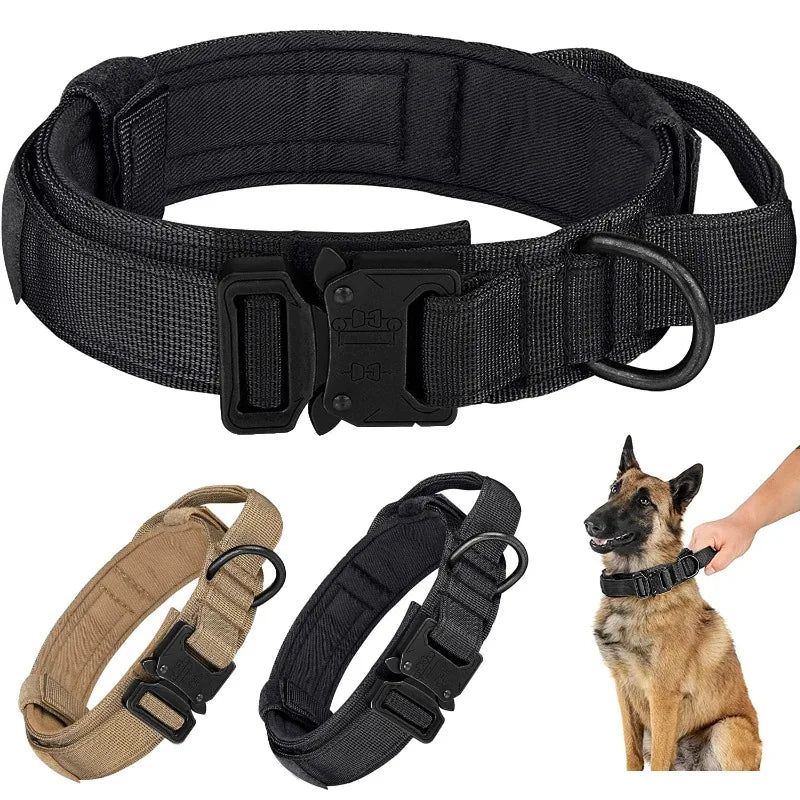 Tactics Dog Collar Control Handle Adjustable Training Nylon Heavy Qme
