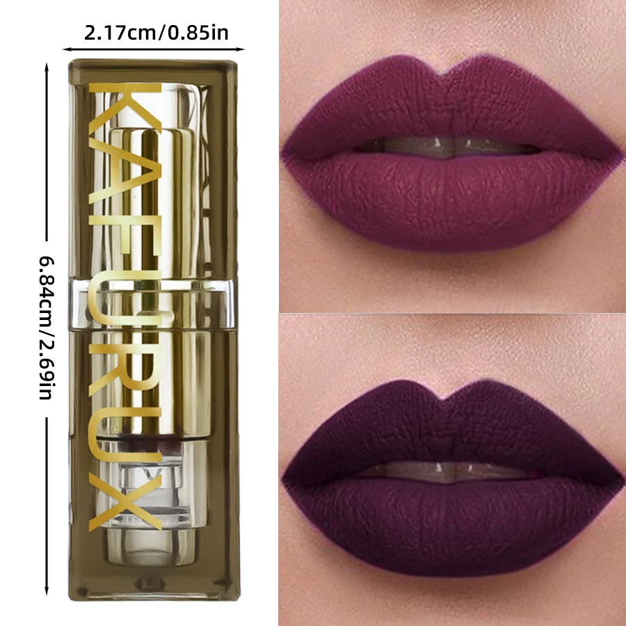 Two-tone Waterproof Velvet Nude Lipstick Sexy Purple Brown Pigments Qme