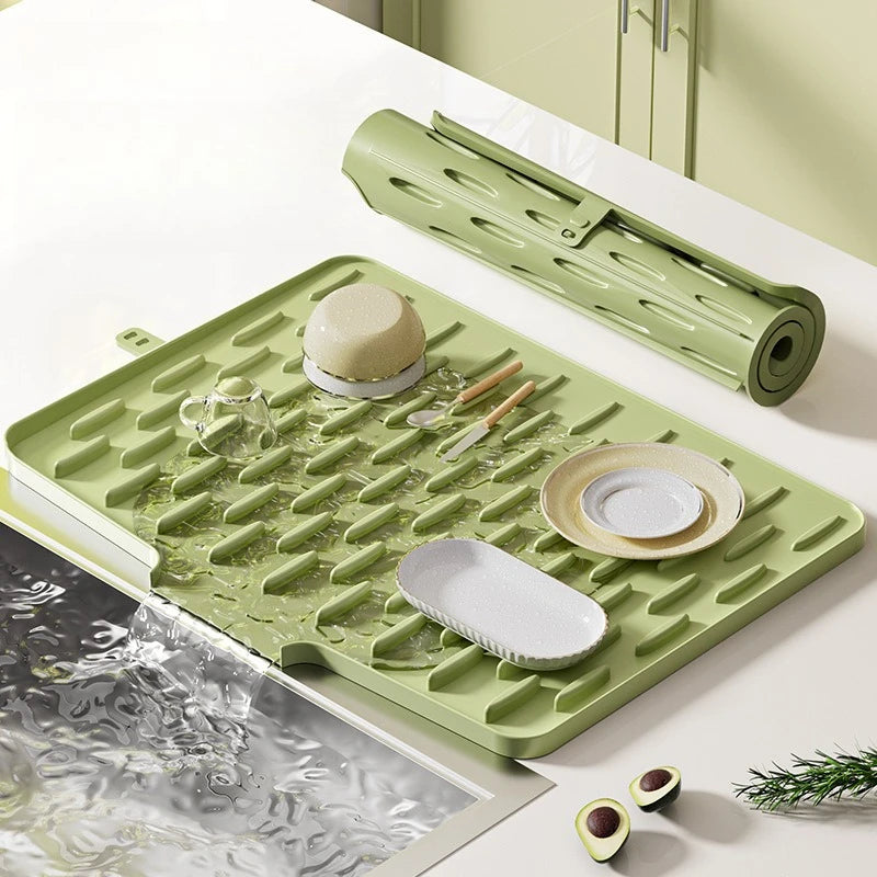 Kitchen Sink Slope Drip Mat Silicone Fruit Vegetable Draining Pad Qme