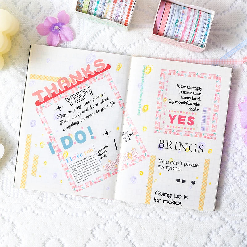 10 Roll/Box Tape Gentle Color Series Tape Cutting Pasting Thin Stickers Album Diary Decoration Phone Case Cup Diary Decoration Qme
