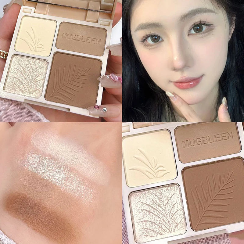 Four Face Highlighter Palette Matte Shadow Lasting Glow Brighten Qme 2