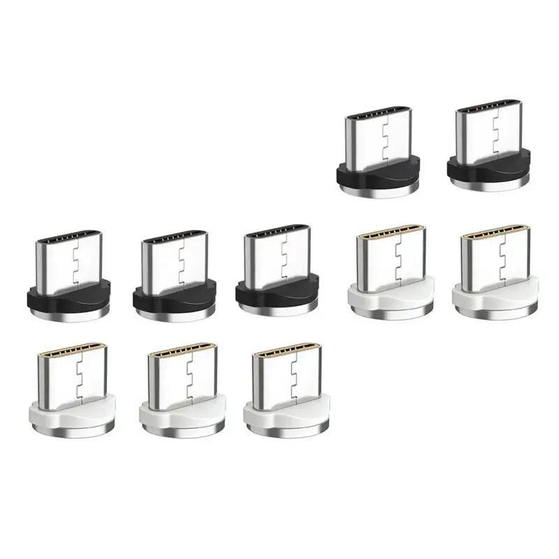 10Pcs Type C Magnetic Charging Head 2.4A Fast Charge Data Transmission Replacement Aluminum Alloy Connector Qme