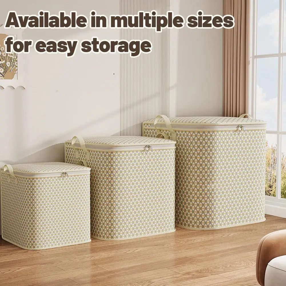 Non-woven Quilt Storage Bag With Lids Zipper Foldable Clothes Quilt Bins Container Large Capacity Dust-proof Bag Organize Qme