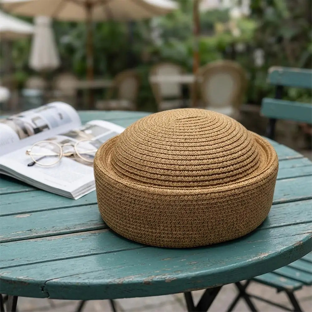 Round Raffia Straw Hats Women's Hat Summer Sunscreen Outdoor Qme