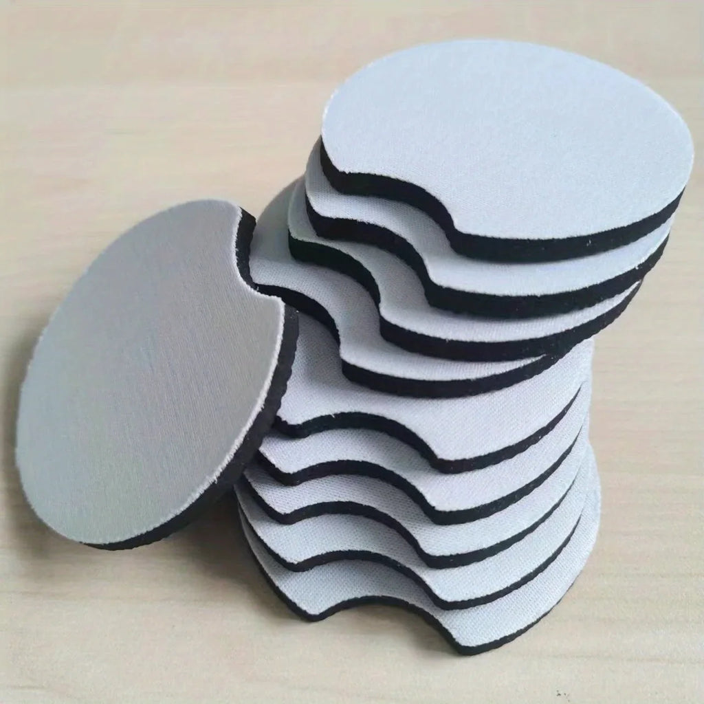 10PCS Neoprene Sublimation Blank Car Coasters, Circular Opening Blank Sublimation Coasters For Thermal Sublimation DIY Crafts Qme