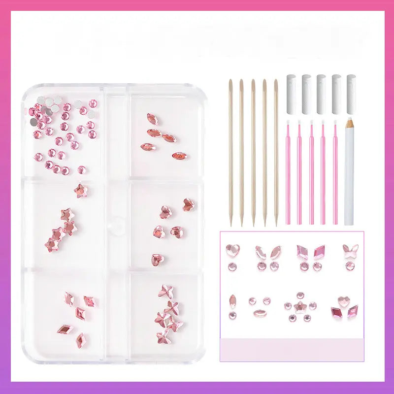 Tooth Gem Kit DIY Crystals Jewelry Kit Teeth Gems Kit Professional Fashionable Tooth Gems Kit for Teeth Teeth Jewelry Starter Qme 6 Grids pink