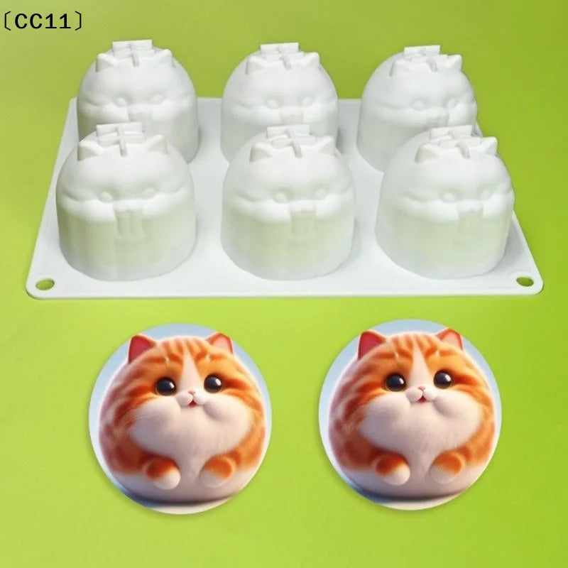 3D Lovely Cat Pudding Mousse Mould DIY Animal Mochi Dessert Chocolate Qme