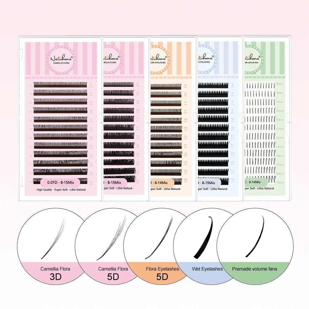 NATUHANA Easy Fanning Lashes Russian Volume Camellia 3D 5D Individual Qme