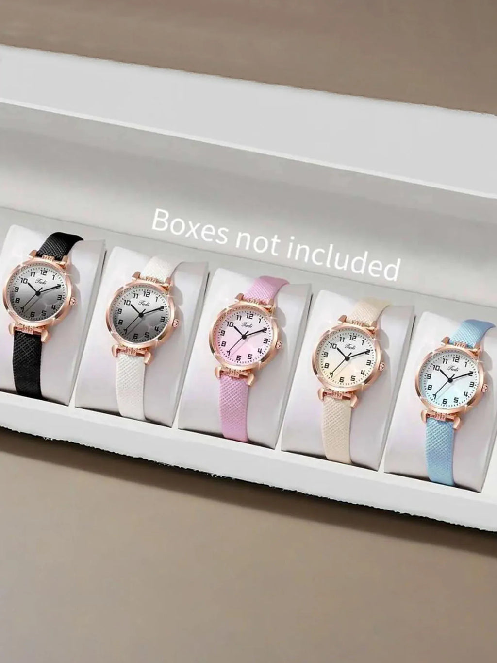3/5-piece watch set for female niche, small and fresh students, gradient color, artistic style, digital scale women's watch Qme Multicolor No