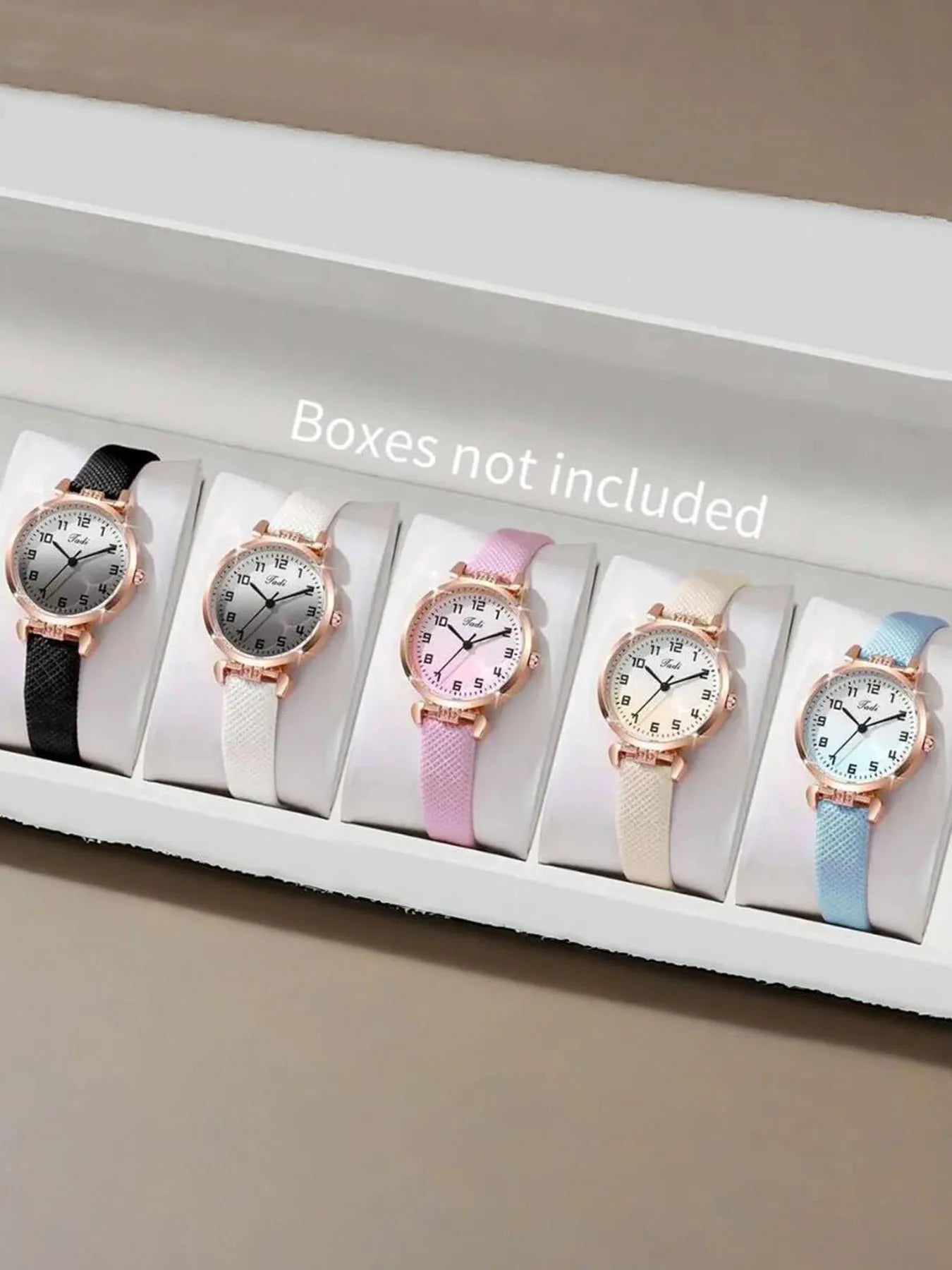 3/5-piece watch set for female niche, small and fresh students, gradient color, artistic style, digital scale women's watch Qme Multicolor No