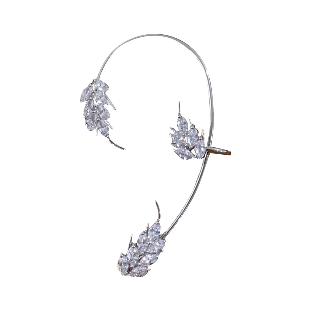 Alloy High-end Sense Exaggerated Fashion Luxury Irregular Leaf Earrings Without Piercing Ear Clip For Lady Performent Accessory Qme