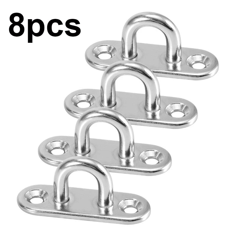 4Pcs U-Hook - Heavy Duty, Corrosion Resistant Eye Plate for Ships, Awnings and Wall Accessories, Steel Wall Hook Qme 8pcs