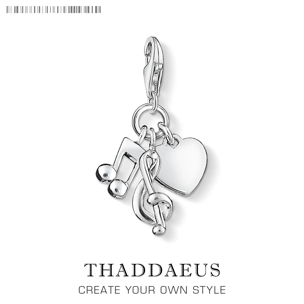 Minimalist Simple Fashion Heart Shaped Musical Note Pendant Charm Love Music Jewelry Pure 925 Sterling Silver Special Gift Qme Lobster Clasp