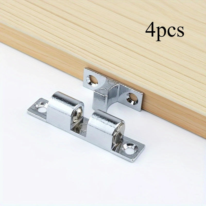 4pcs Door frame bead lock, wardrobe bead lock, industrial equipment door bead lock, card type steel ball positioning buckle Qme silvery