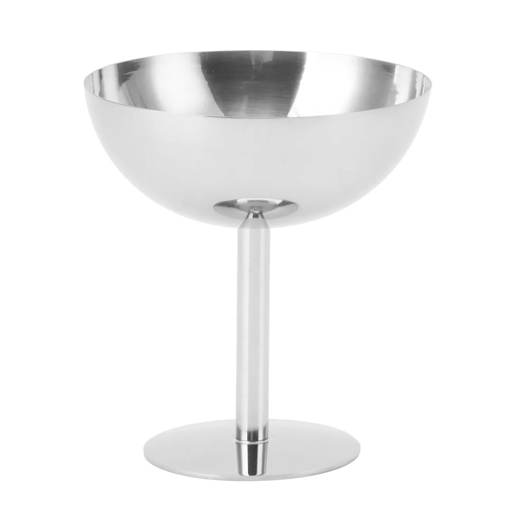 Stainless Steel Ice Cream Goblet Food Grade Dessert Cup Dishwasher Safe Champagne Style Goblet for Party Family Bar Cafe Qme Silver