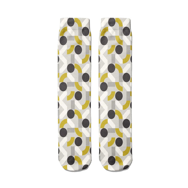 Classic Women Socks Casual Comfortable Puzzle Happy Business Party Qme style14 One Size