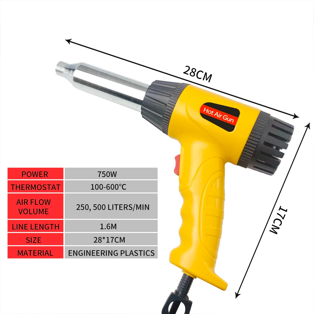 750 1000W Plastic Repair Air Gun Heat Adjustable Temperature Welding Qme