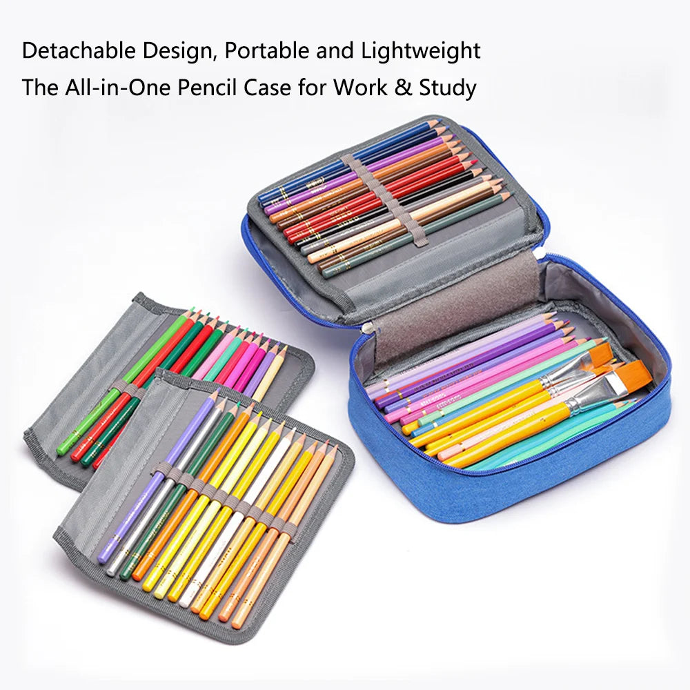 Large Capacity Pencil Case for Students Artists, Multi-Function Durable School Organizer with Pen Holders for School College Qme