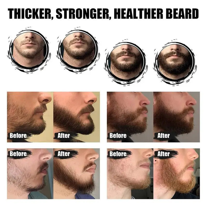 5pcs Men Beard Barba Grooming Beard Set Beard Growth oil Men Hair Enhancer Thicker Mustache Grooming Beard Care Oil comb bag Qme
