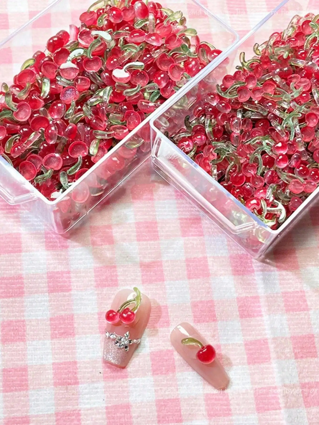 20 40 50 Sweet 3D Mini Cherry Nail Art Accessories DIY Resin Simple Qme