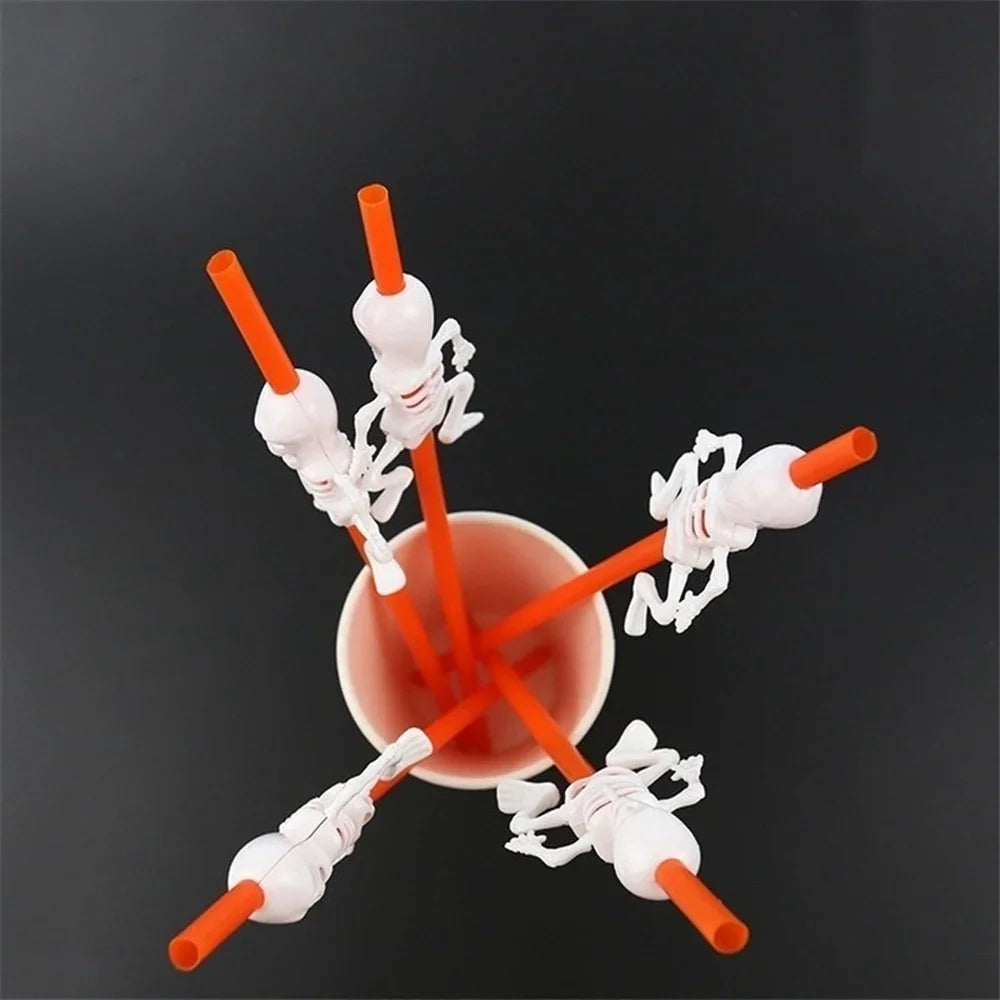 Halloween Straws Home Party Decoration Holiday Bar Cartoon Skull Qme