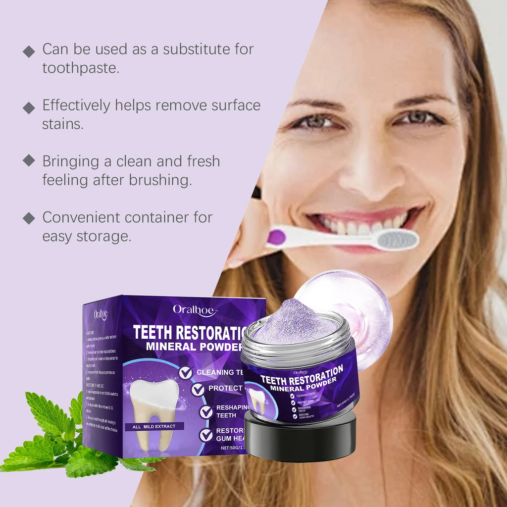 Teeth Whitening Powder Dental Stain Calculus Removal Prevent Caries Oral Hygiene Cleaning Fresh Breath Purple Bleach Toothpaste Qme