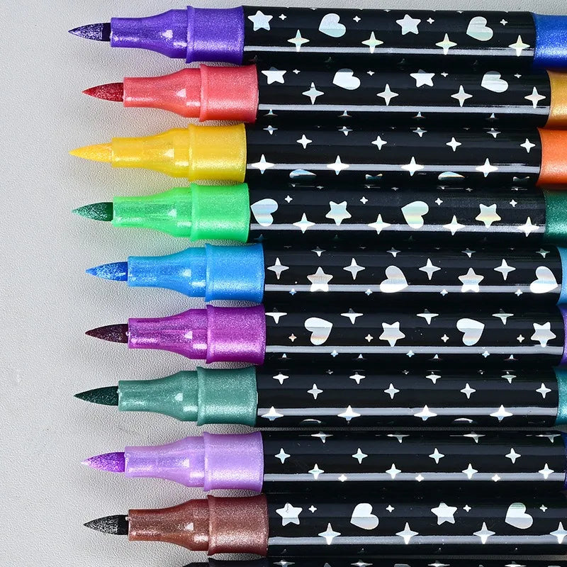 24/48/72/96 Colors Dual Brush Tip Glitter Art Markers Metallic Paint Marker Pens DIY Crafts Birthday Cards, Making Poster, Album Qme