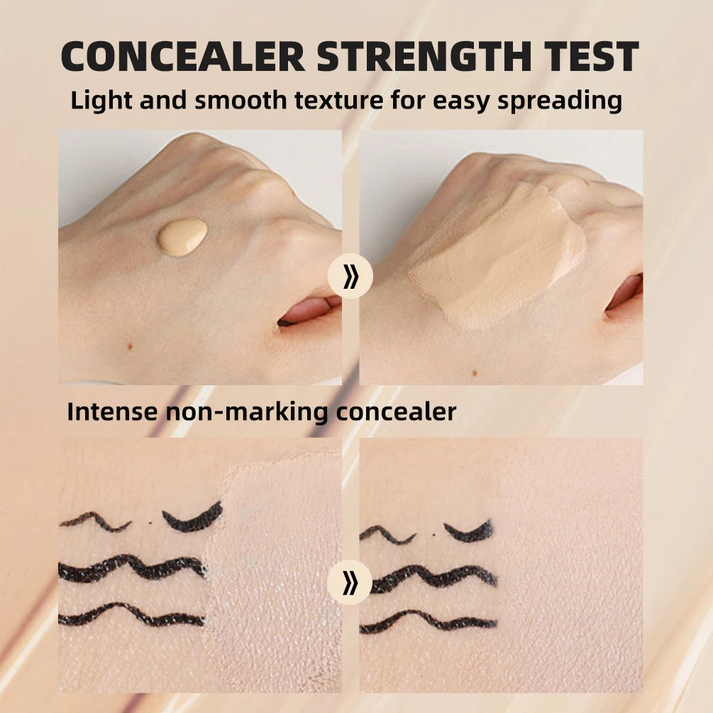 QIBEST 5ml Liquid Foundation Concealer Women Face Makeup Waterproof Oil-Control Concealer Base Cream Cover Dark Circles Cosmetic Qme