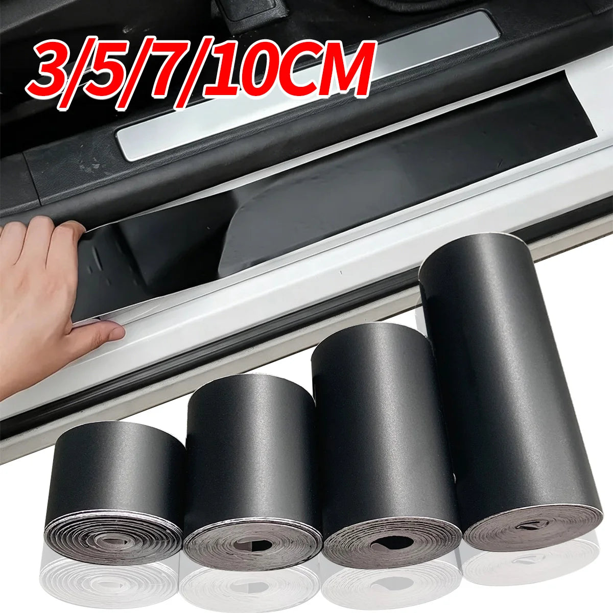 3/5/7/10 cm Matte Black Vinyl Stripe Adhesive Film Car Stickers For Car Interior Door Pillar Hood Roof Qme