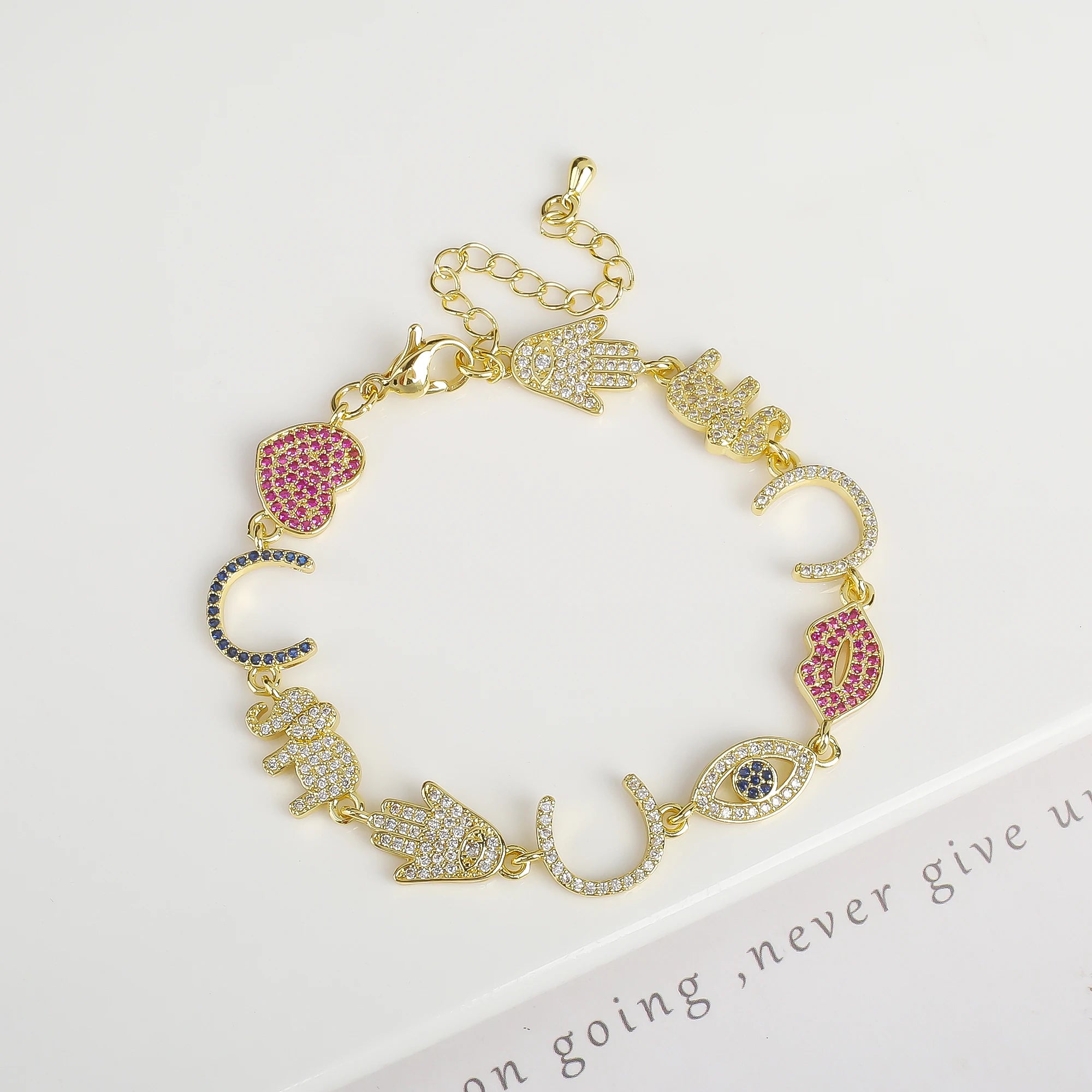 8 Style New Design Hot Sale Zirconia Lips Animal Butterfly Alphabet Combination Bracelet Luxury for Women Party Jewelry Gift Qme 1