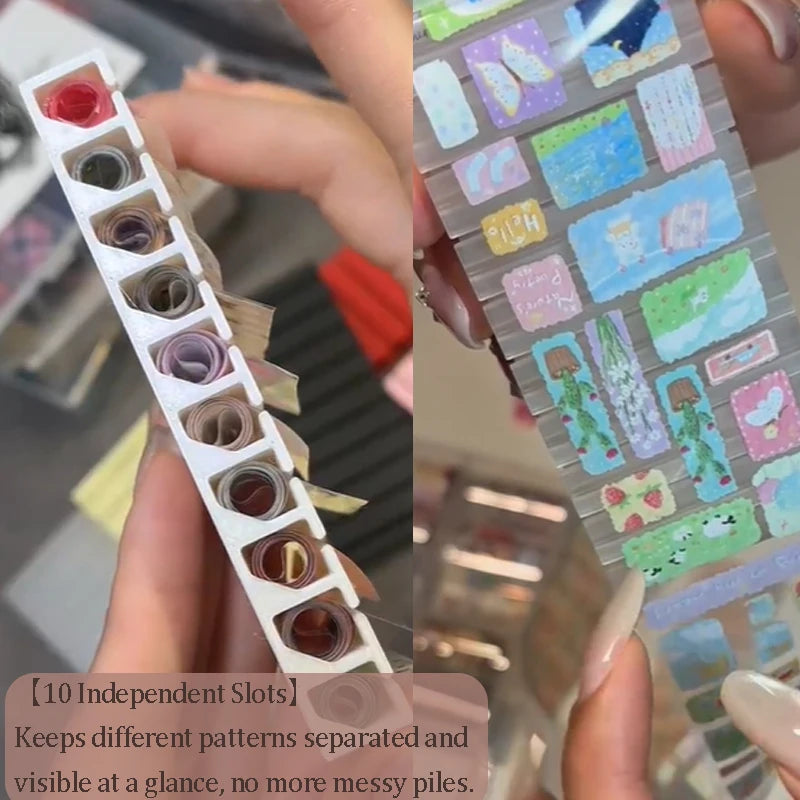 10 Grids Nail Transfer Foil Paper Storage Holder Roll-Up Nail Foil Stickers Space-Saving Manicure Tool Nail Art Accessories Qme