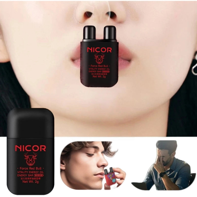 Nasal Inhalation Double-Hole Nasal Pass Feeling Sleepy Essential Balm Vitality Refreshing Essential Oil Energy Bar Nasal Pass Qme