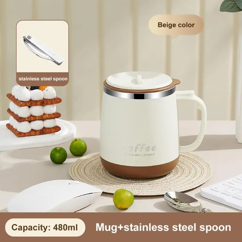 304 Stainless Steel 480ml Insulated Mug With Lid Tea Infuser Drop-Proof Design ForOffice Coffee Gift Qme 480ml rice coffee