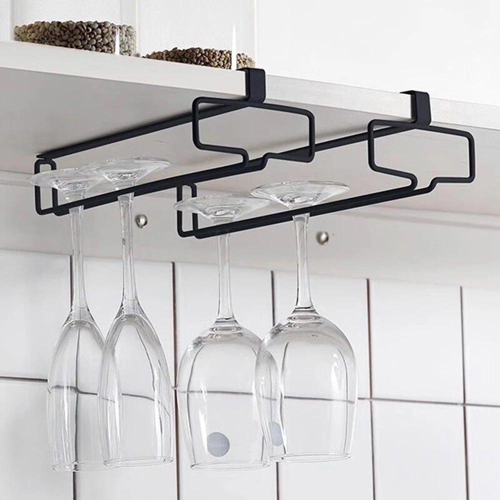 Hanging Red Wine Glass Storage Rack, Home High Footed Cup Storage Rack Without Punching Holes Inverted Drain Rack Organizer Qme 2pcs