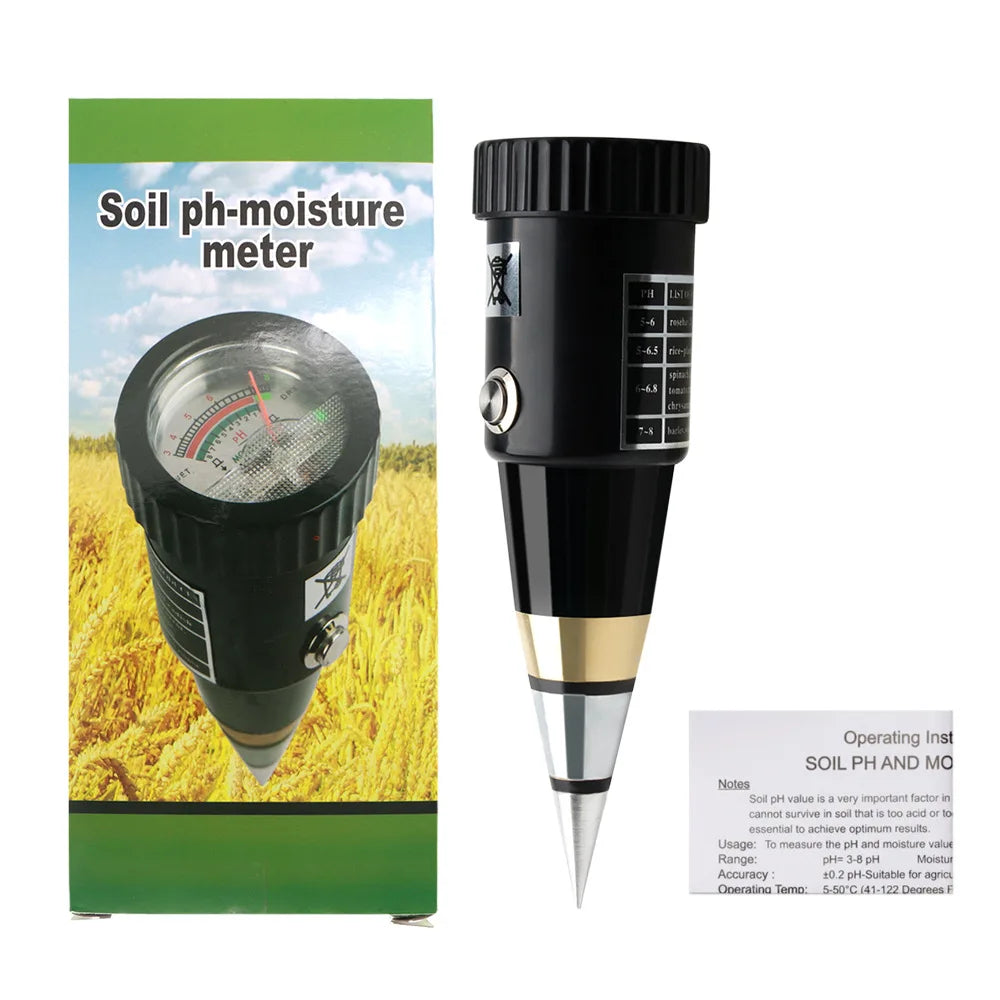 Soil Moisture PH Meter Acidity Humidity Tester Metal Sensor Probe 3 Qme 2-in-1
