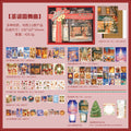 Christmas Stationery Gift Box Stickers+Paper Sheets for Scrapbooking Journal DIY,Planner Collage Diary Decoration Supplies Qme Red