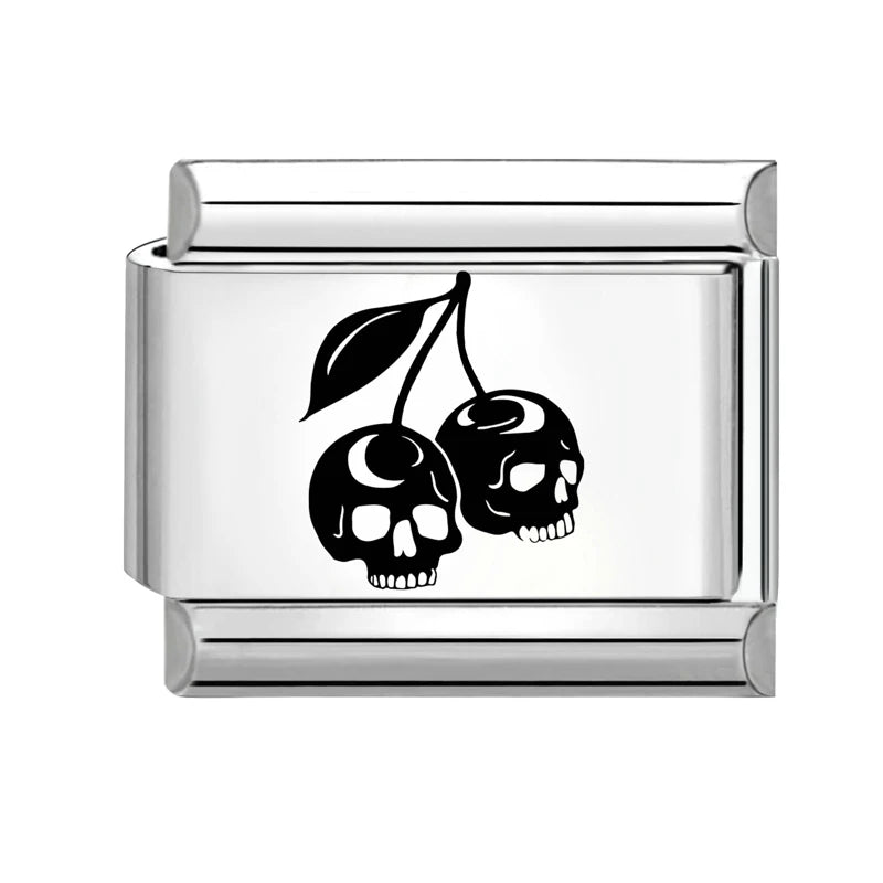 New 2025 Halloween Skull Hands Pumpkin Cats Ghost Italian Charms Links Beads Fit 9mm Stainless Steel Modular Bracelet Jewelry Qme Style 17