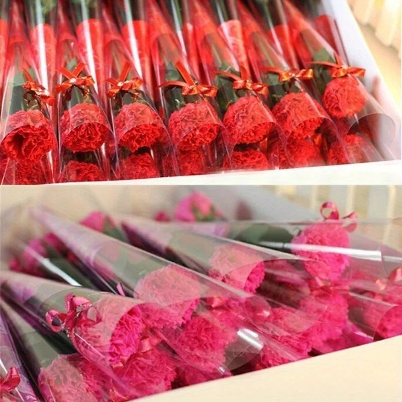 5pcs Carnation Soap Flower Valentine's Day Gift Teacher Day Mother Day Flower Gift Home Party Decor Store Celebration Event Gift Qme