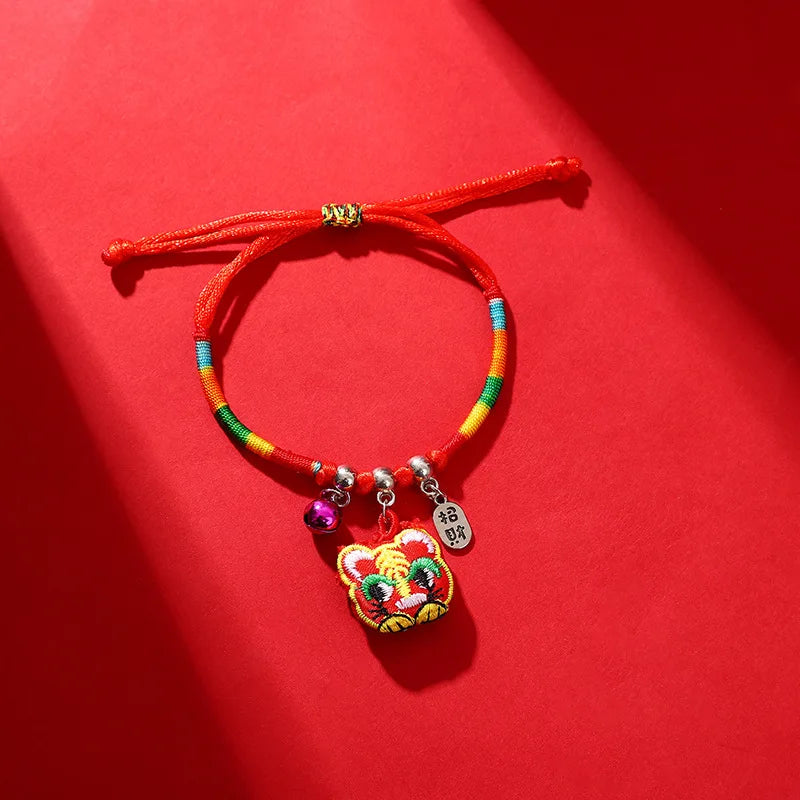 Blessing Embroidered Fragrant Bag Tiger Head Fragrant Bag Pendant Bracelet Dragon Boat Festival Colorful Rope Woven Bracelet Qme