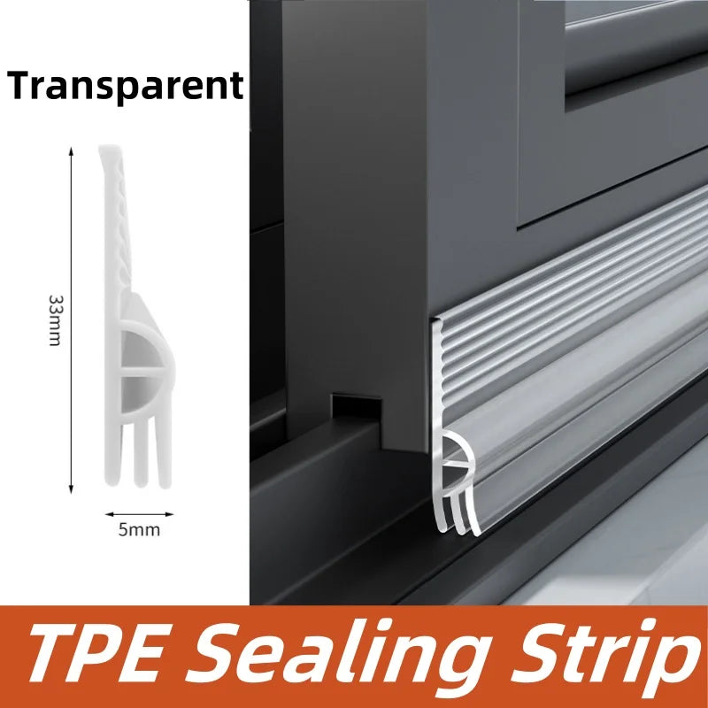 4/2M Window Soundproof Sealing Strip TPE Sliding Window Frame Edge Windproof Strip Door Sealing Gap Filled with Waterproof Strip Qme Transparent 2m